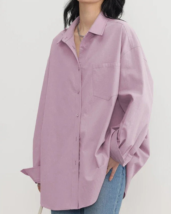Oversized Long-sleeved Cotton Shirt