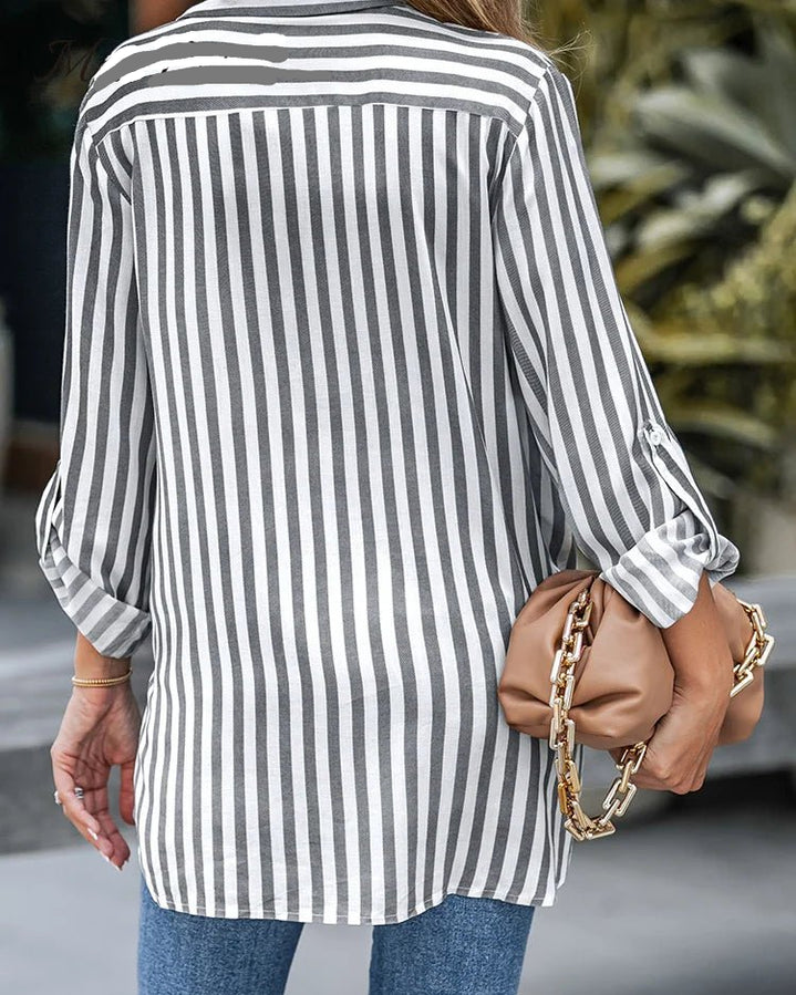 Striped Loose Long Sleeve Shirt