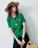 Ice Silk Cable Knit Polo Top