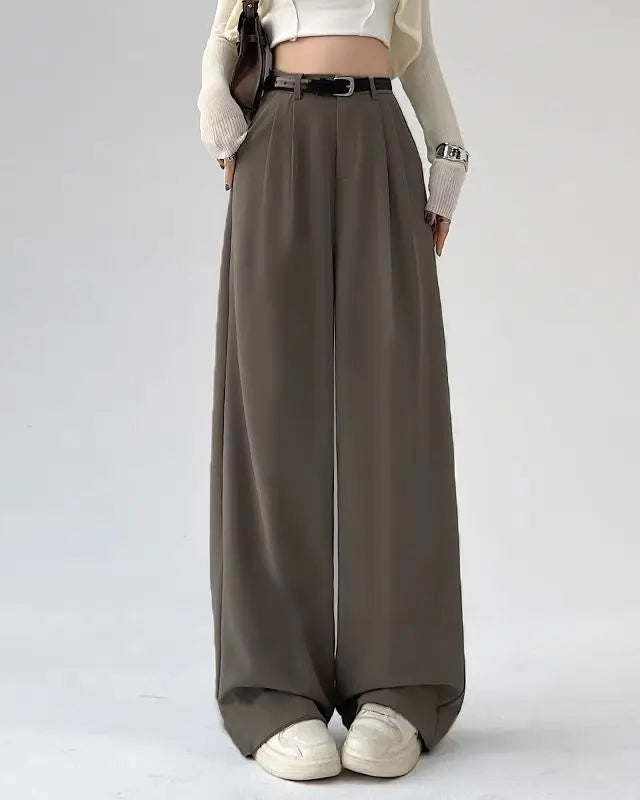 High Waist Wide-Leg Trousers with Belt