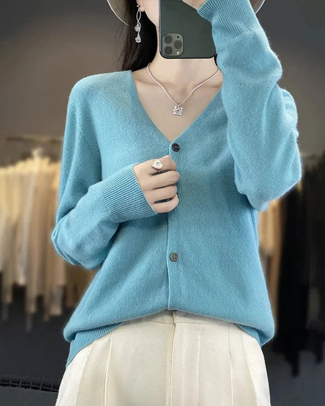 Merino Wool V-Neck Cardigan
