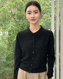 Cashmere Polo Collar Short Cardigan