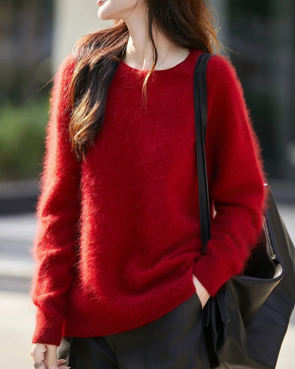 Loose-Fit Crewneck Pullover Sweater