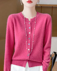 Merino Wool Button-Front Cardigan