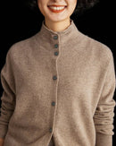 Cashmere & Wool Turtleneck Long-Sleeved Cardigan
