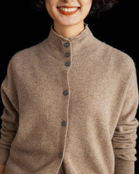 Cashmere & Wool Turtleneck Long-Sleeved Cardigan