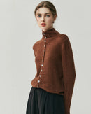 Cashmere Reversible Turtleneck Cardigan Sweater