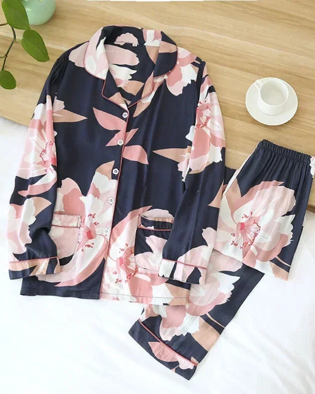 Floral Print Long-Sleeve Pajama Set