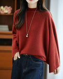 Relaxed Wool Mock Neck Sweater