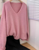 Batik Cashmere V-Neck Loose Sweater