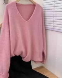 Batik Cashmere V-Neck Loose Sweater