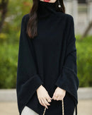 Wool Shawl-Style Mid-Length Sleeveless Pullover