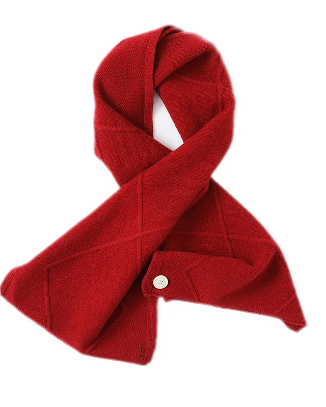 Merino Wool Jacquard Twist Button Neck Scarf