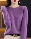 Merino Wool O-Neck Knit Sweater