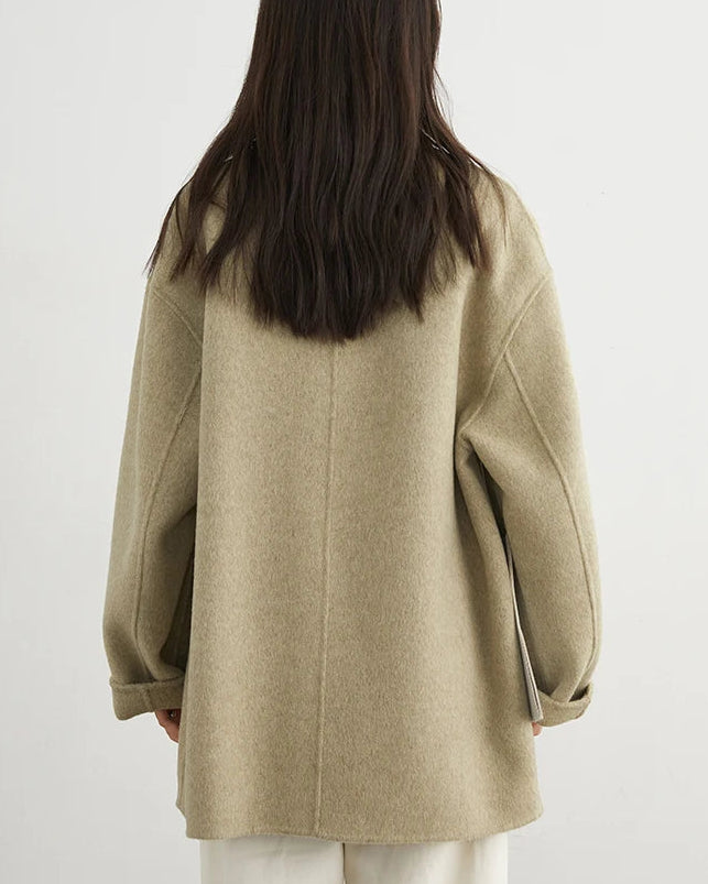 Wool-Blend Double-Breasted Midi Overcoat