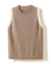 Cashmere Side-Patchwork Sleeveless Knit Vest