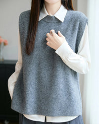 Wool Knit Sleeveless Sweater Vest