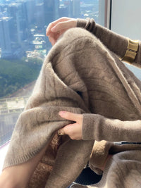 Wool Cable Knit Wide-Leg Trousers