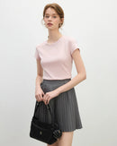 Straight-Cut Slim-Fit Crew Neck Short-Sleeved T-Shirt