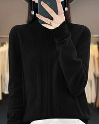 Merino Wool Turtleneck Jacquard Sweater
