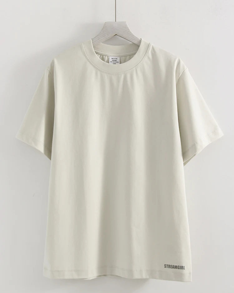 Loose Cotton Knit O-Neck Tee