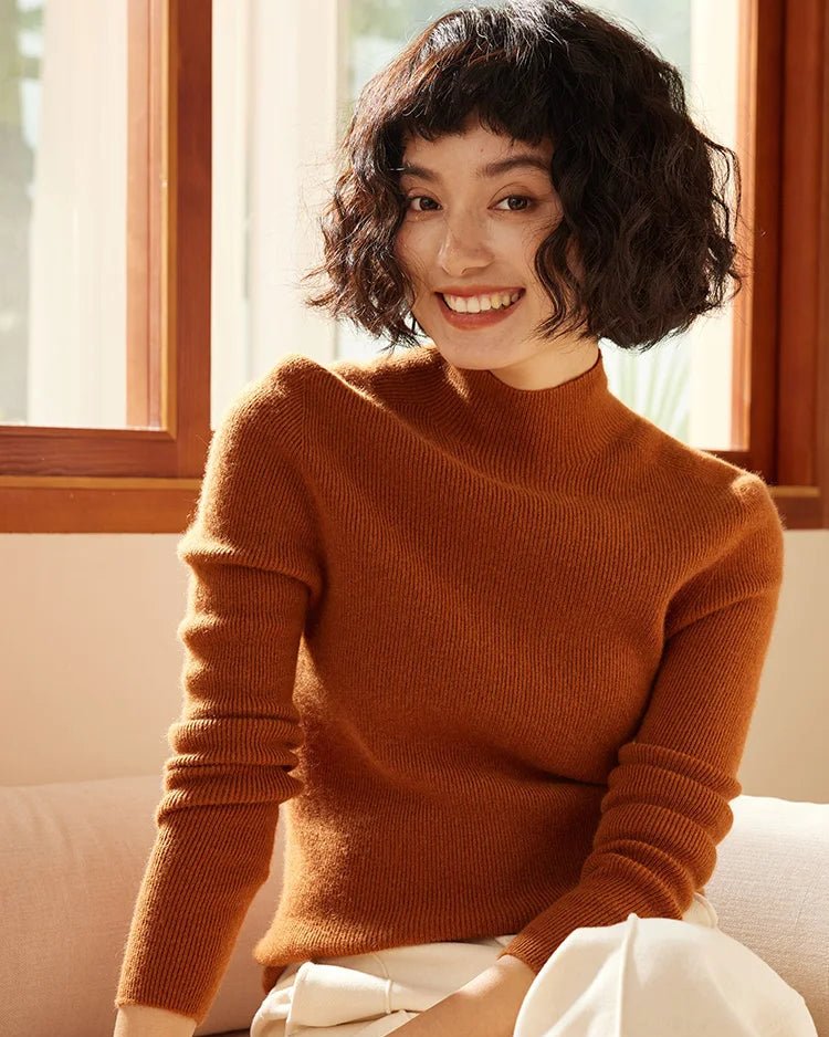 Cashmere Turtleneck Pullover Slim-Fit Knit Sweater