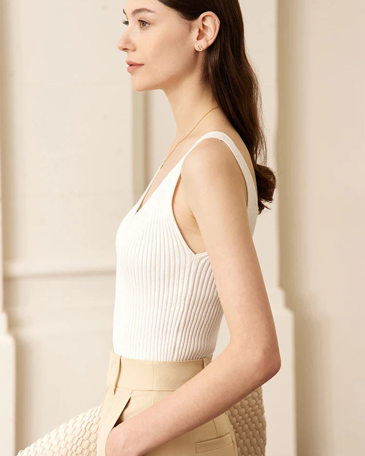 Solid V-neck Sexy Slim Vest