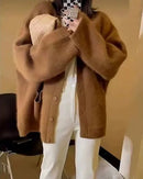 Mid-Length Wool V-Neck Cardigan