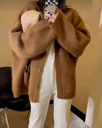 Mid-Length Wool V-Neck Cardigan