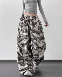Relaxed Camo High Waist Trousers