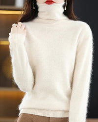 Pure Mink Cashmere Turtleneck Sweater