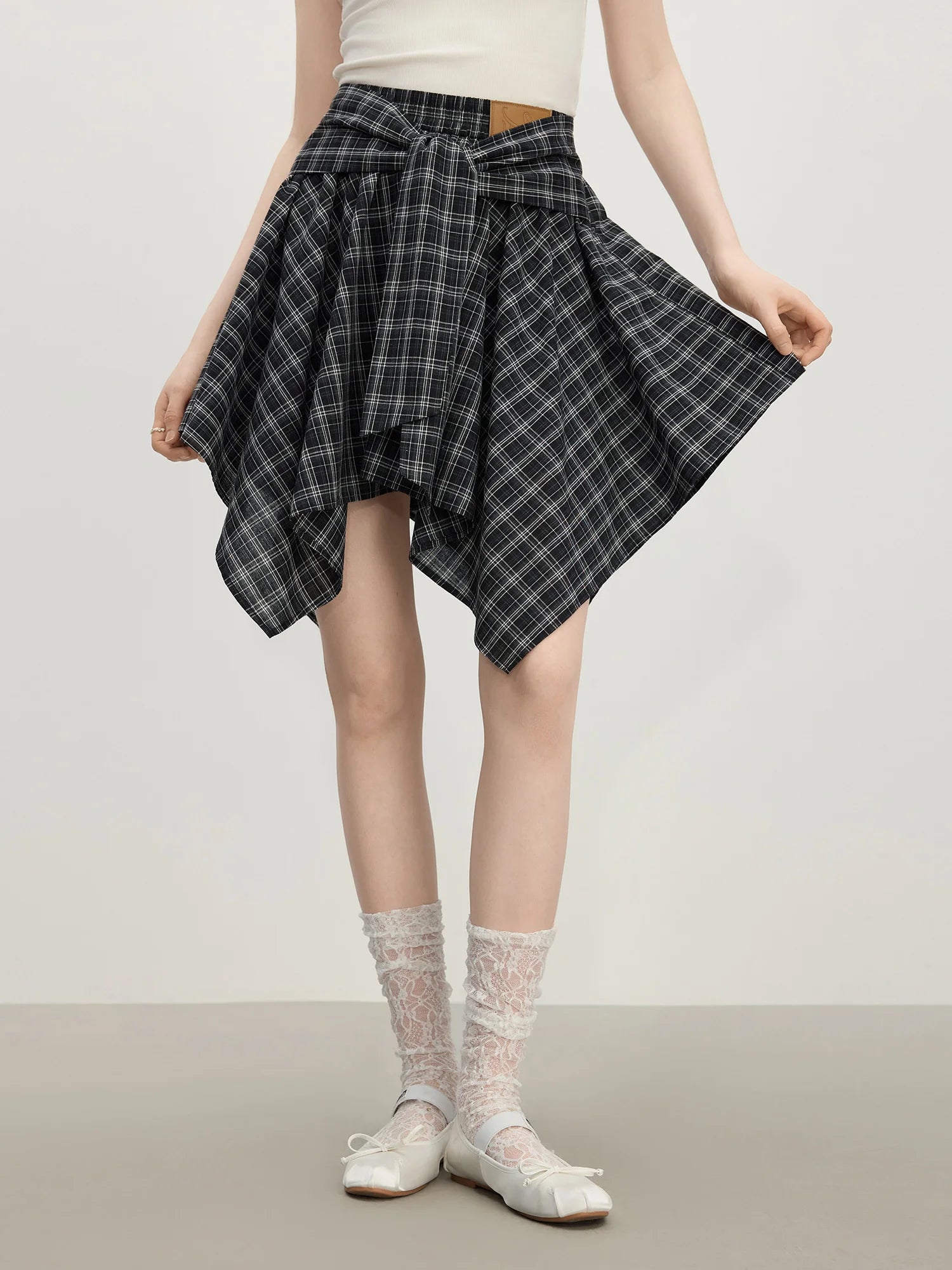 Textured High Waist A-Line Skirt