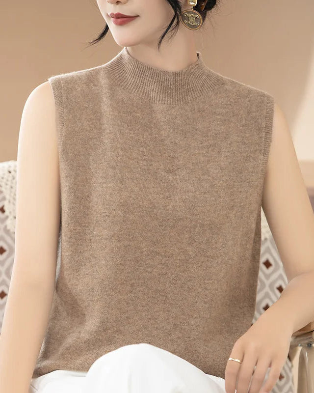 Merino Wool Mock Neck Sweater Vest