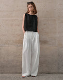Casual Linen High-Waisted Loose Wide-Leg Pants