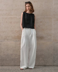 Casual Linen High-Waisted Loose Wide-Leg Pants