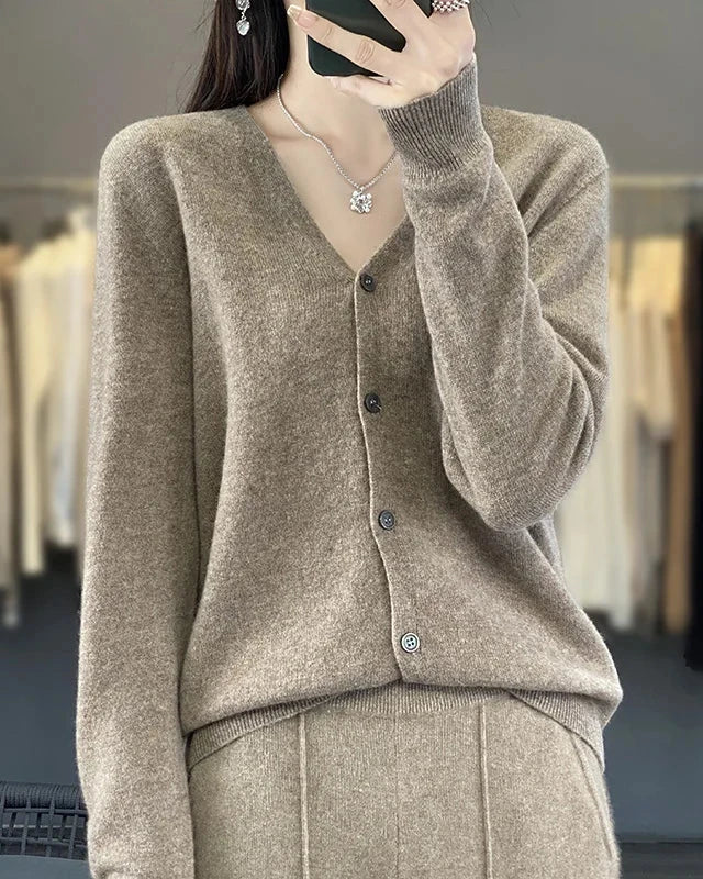 Merino Wool V-Neck Cardigan