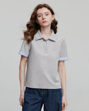 Embroidered Piqué Short Sleeve Top