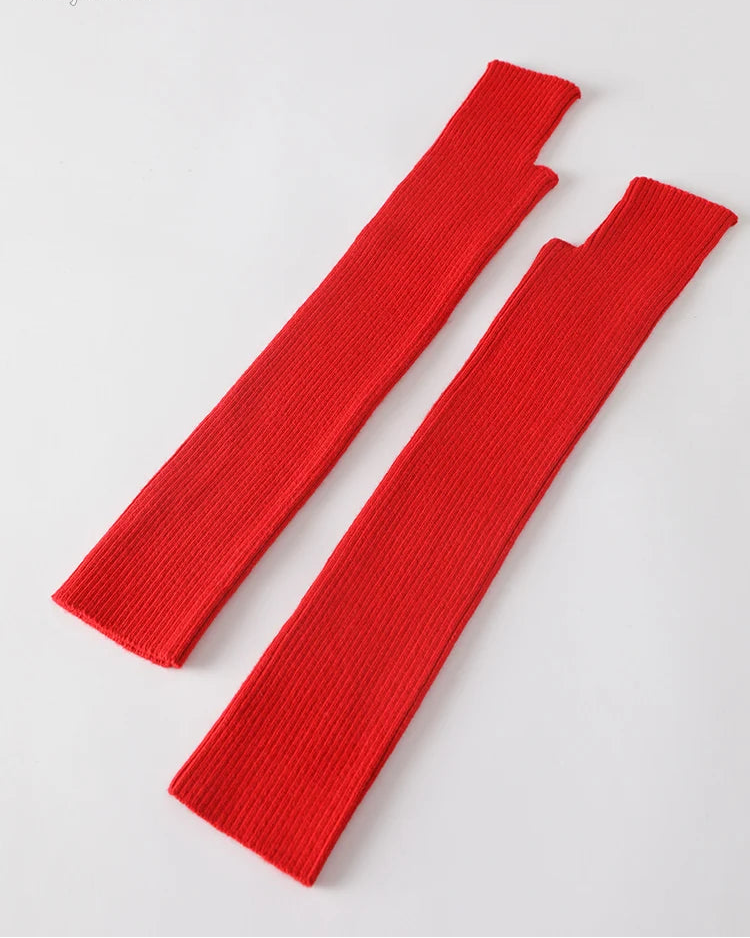 Wool Blend Knit Long Arm Warmers