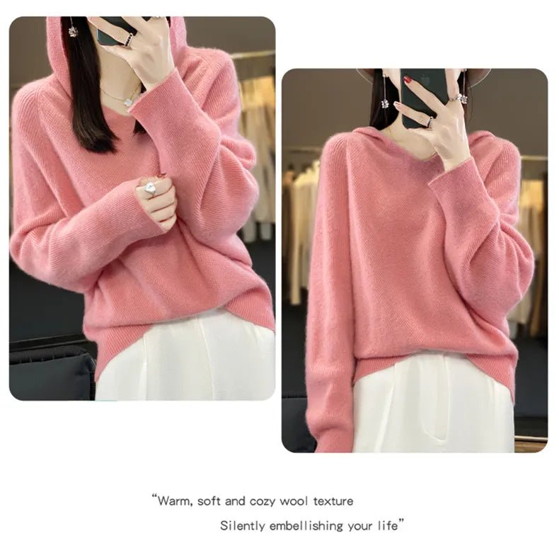 Hooded 100% Wool Knitted Sweater