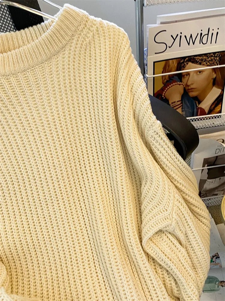 Round-Neck Oversized Knitted Pullover