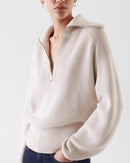 Oversized Knit Turtleneck Zipper Pullover Sweater