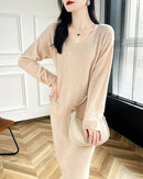 Wool V-Neck Long Sweater Dress