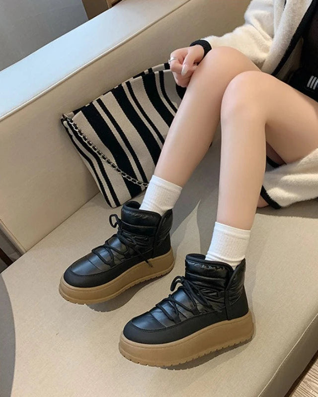 Quilted Platform Snow Ankle Boot