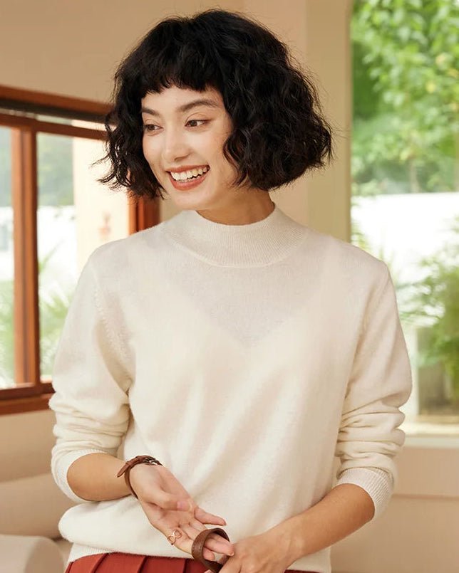 Cashmere Mock Neck Knitted Sweater