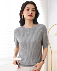 Pure Cotton Short-Sleeve Knit Top