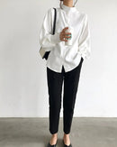 Lantern Sleeve Stand Collar Shirt
