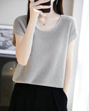 Crew-Neck Sleeveless Knit Top