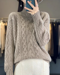 Merino Wool Twist Turtleneck Sweater
