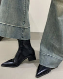 Stylish Square-Heeled Pointed-Toe Ankle Boots