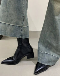 Stylish Square-Heeled Pointed-Toe Ankle Boots